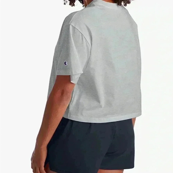 NWT Champion Cropped Logo tee shirt Oxford Gray XS - Picture 4 of 6